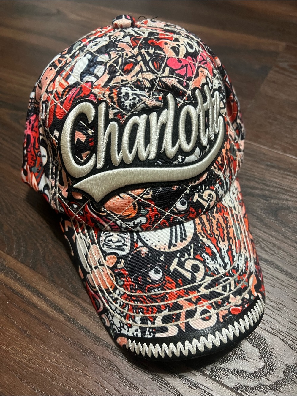 Robin Ruth embroidered "Charlotte" City graffiti-print SnapBack Hat Souvenir Cap